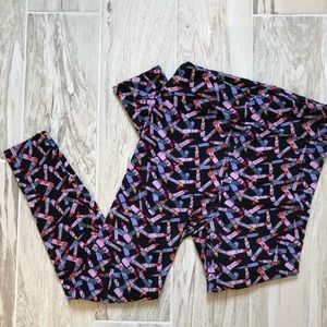 Lularoe Unicorn Lipstick Leggings OS NWOT